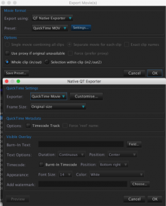 QT Exporter settings eg