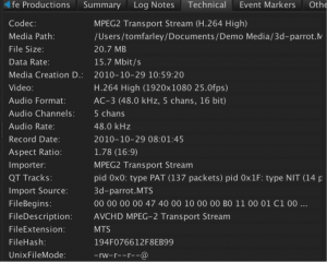 AVCHD metadata on import